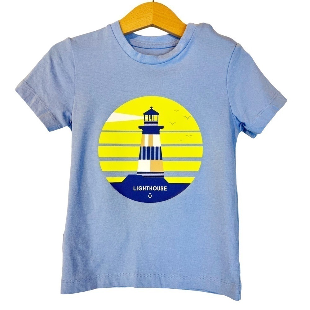 Mayoral Boys Light Blue Lighthouse Graphic T-Shirt 24M Beach Coastal